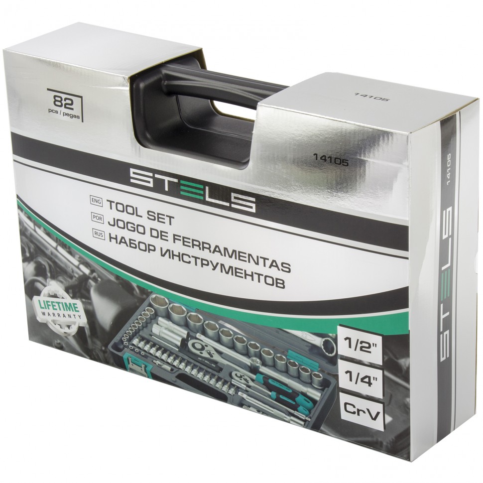 Набор инструментов, 1/2, 1/4, 82 предмета STELS