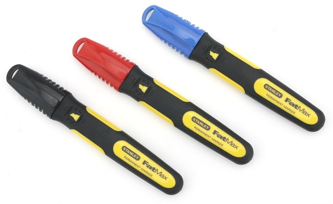 0-47-315 STANLEY, НАБОР ИЗ 3-Х РАЗНОЦВЕТНЫХ МАРКЕРОВ "FATMAX" С ПЛОСКИМИ НАКОНЕЧНИКАМИ (ЧЕРНЫЙ-КРАС