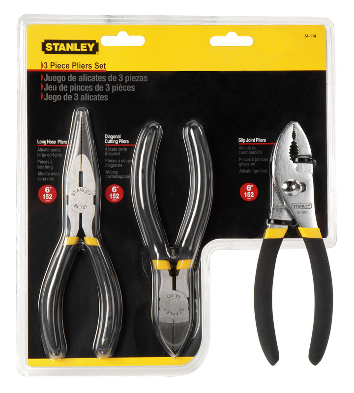 0-84-114 STANLEY НАБОР ИЗ ПЛОСКОГУБЦЕВ, КУСАЧЕК И ПЕРЕСТАВНЫХ ПАССАТИЖЕЙ "BASIC" (3ШТ.)