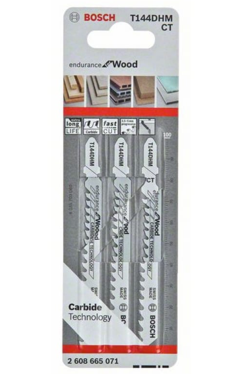 Пилки для лобзика T144DHM по дереву (100 мм; 3 шт.) Bosch