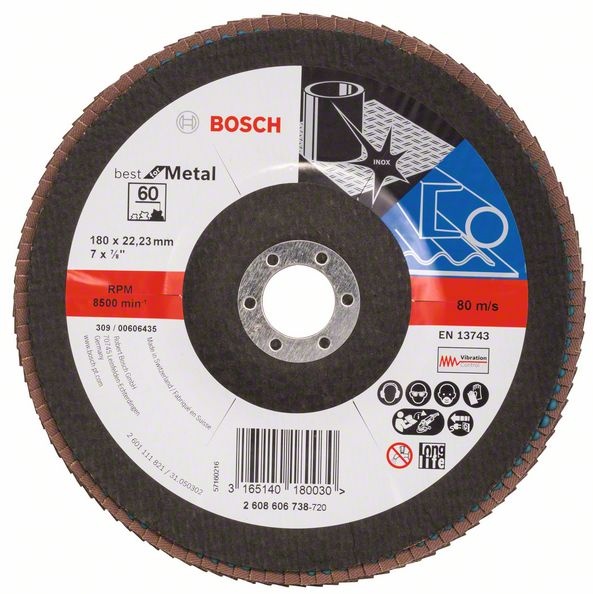 Круг лепестковый X571 Best for Metal 180 мм K60 угл. BOSCH