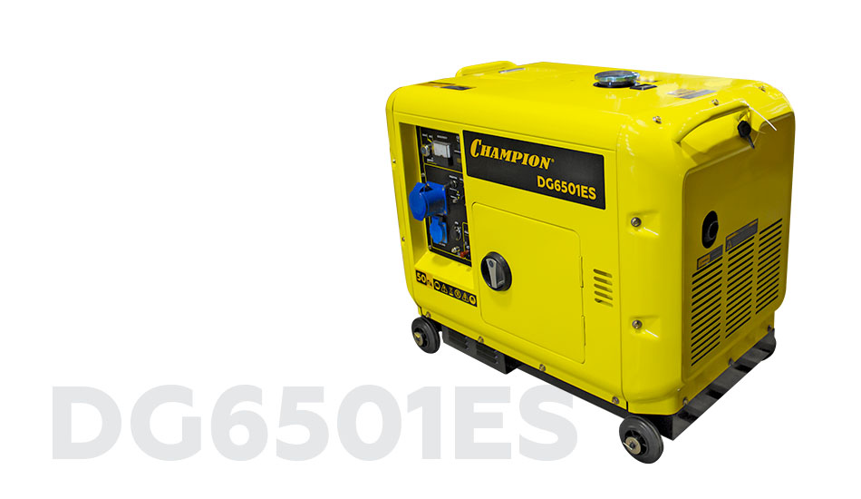 Генератор диз. CHAMPION  DG6501ES+ATS (5/5,5кВт 8,9лс 16л 12V 160кг эл.стартер,колеса,счетчик,кожух)