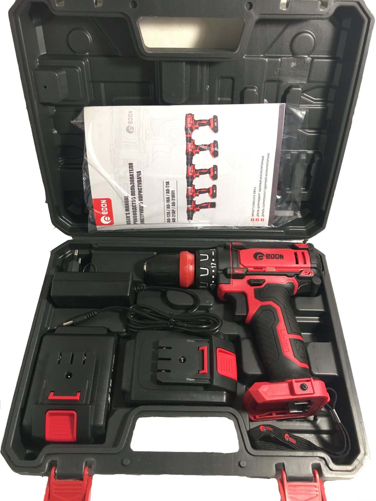 Аккумуляторный шуруповерт Edon-AD 21 AUN с функцией удара