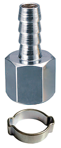 FUBAG Переходник 1/4"F на елочку 10мм с обжимным кольцом 10х15мм, блистер 1 шт