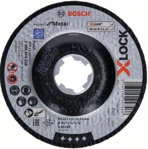 X-LOCK Отрезные диски с опущенным центром Expert for Metal 115x2.5x22.23 прямой