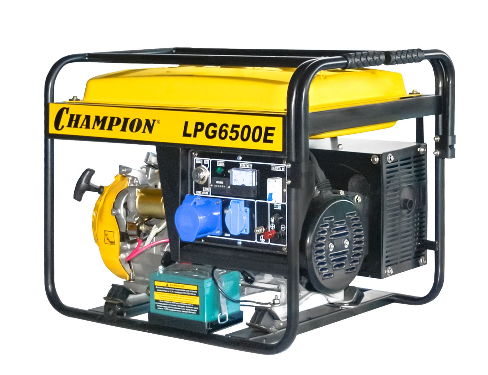 Генератор CHAMPION LPG6500E (бензин+газ 5/5,5кВт 16лс 25л 12В 85кг,  эл.стартер, счетчик)