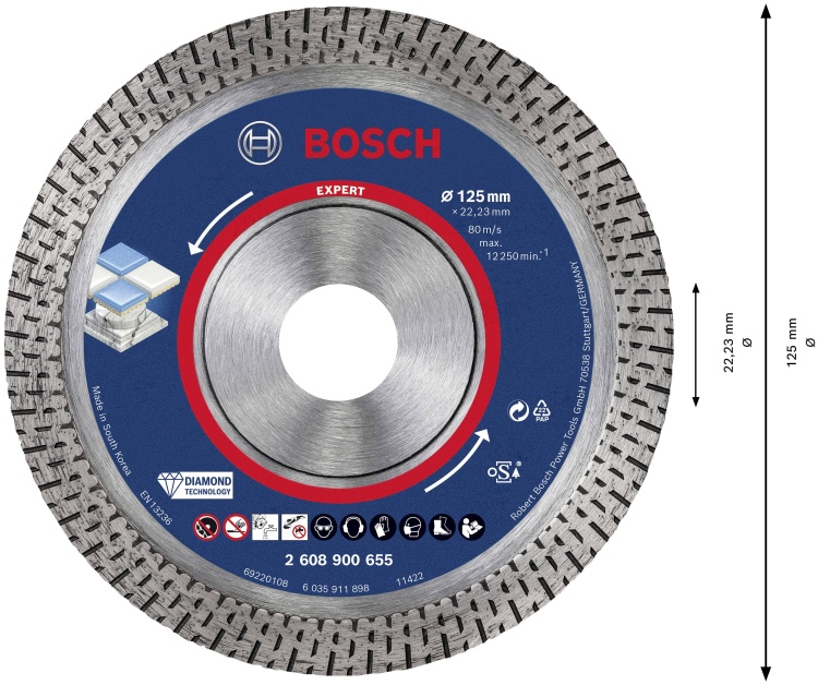 Диск алмазный HardCeramic 125/22,23 Expert BOSCH