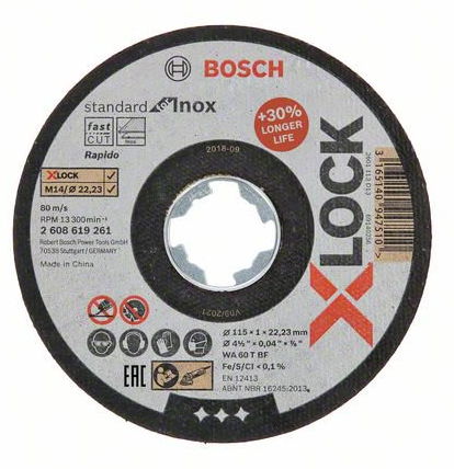 X-LOCK Отрезной диск  Standard for Inox 115x1x22.23мм прямой