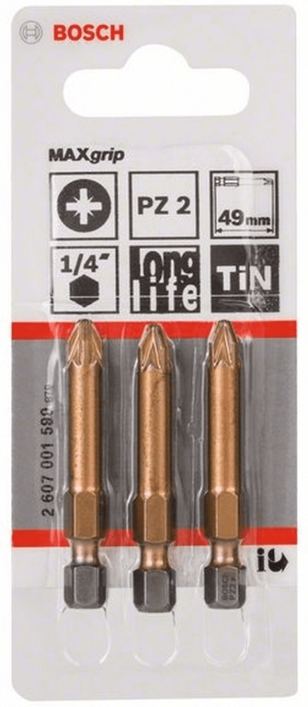 Бита BOSCH РZ2 49мм TIN (3шт)