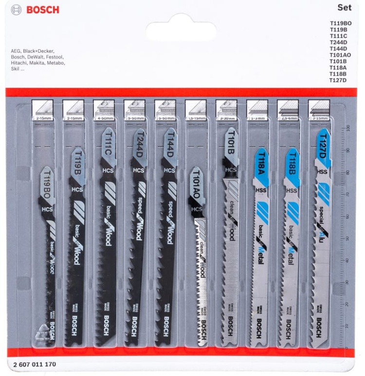 Набор лобзиковых пилок BOSCH Wood&Metal (10шт)