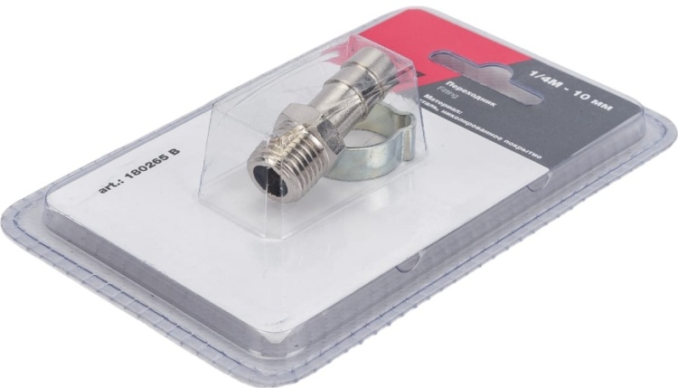 FUBAG Переходник 1/4"М на елочку 10мм с обжимным кольцом 10x15мм, блистер 1 шт