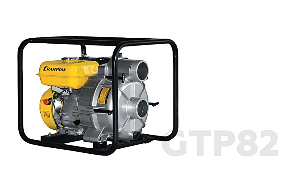 Мотопомпа CHAMPION GTP82 (3" грязная вода 1300л/мин 8/25м 7лс 3,6л,34,3кг)