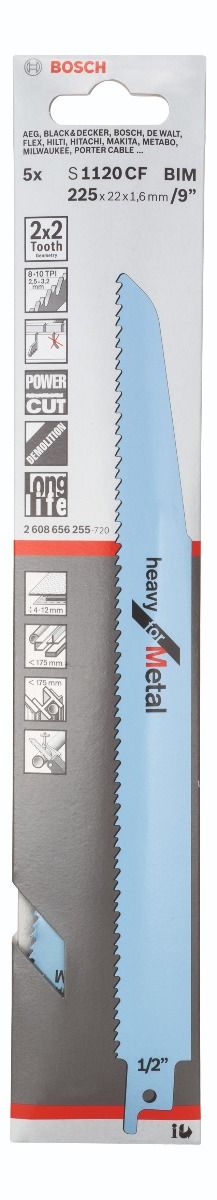 Сабельное пильное полотно S 1120 CF Heavy for Metal