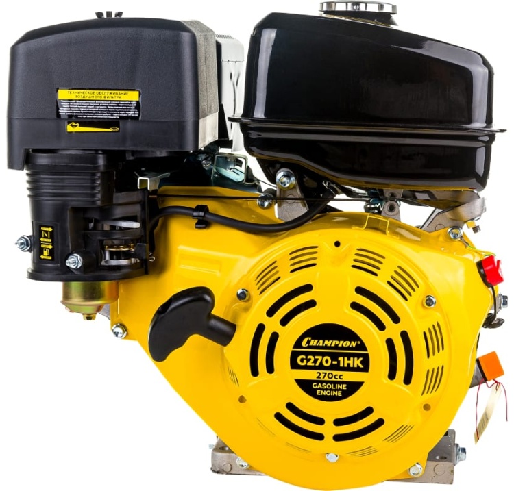 Двигатель CHAMPION G270-1HK (9лс/6,6кВт 270см3, 25,4мм шпонка24,6кг)