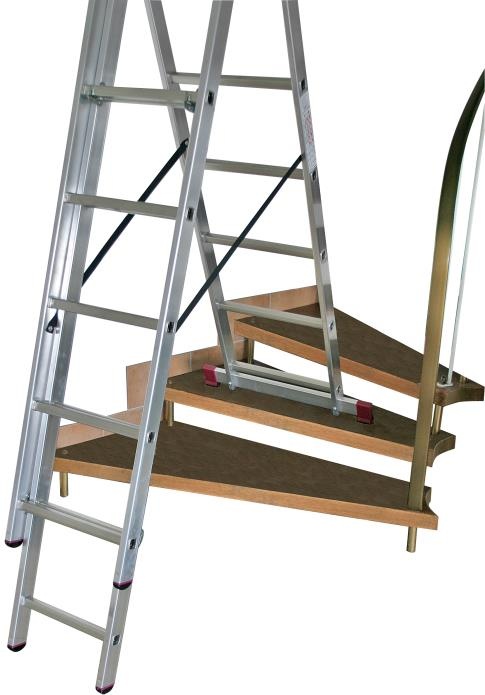Алюминиевая трехсекционная лестница с функцией лестничных пролетов KRAUSE CORDA