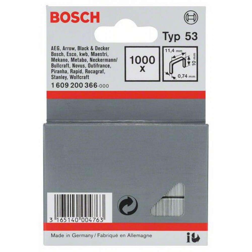 Скрепки BOSCH 10мм ТИП 53 (1000шт)