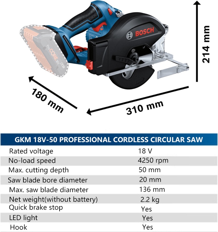 Пила дисковая BOSCH GKM 18V-50