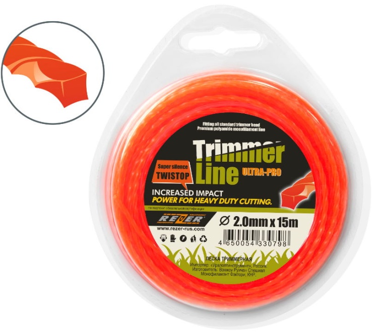 Леска Ultra-pro TWISTOP 2.0мм 15м квадр. REZER