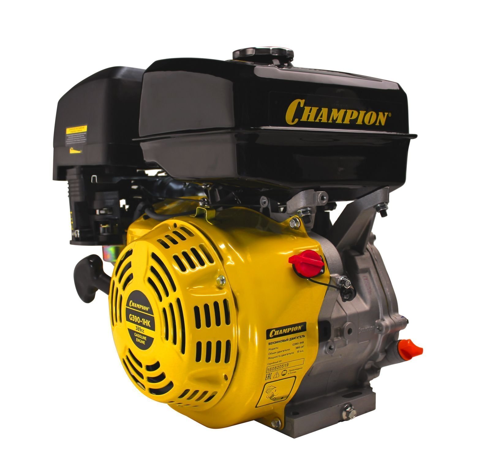 Двигатель CHAMPION (13лс/9,6кВт 389см³  25,4мм шпонка 30кг), CHAMPION G390-1HK