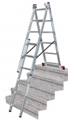 Алюминиевая трехсекционная лестница с функцией лестничных пролетов KRAUSE CORDA