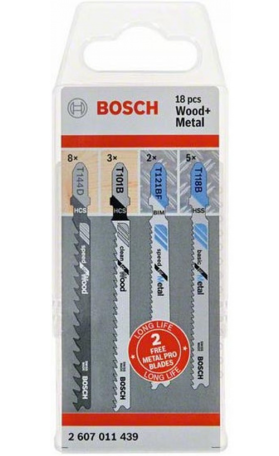 Набор пилок для лобзика по дереву и металлу (17 шт.)