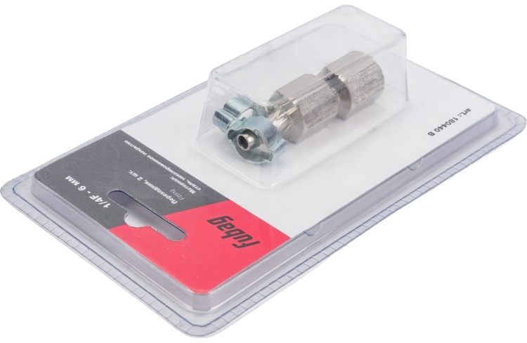 FUBAG Переходник 1/4"F на елочку 6мм с обжимным кольцом 6х11мм, блистер 2 шт