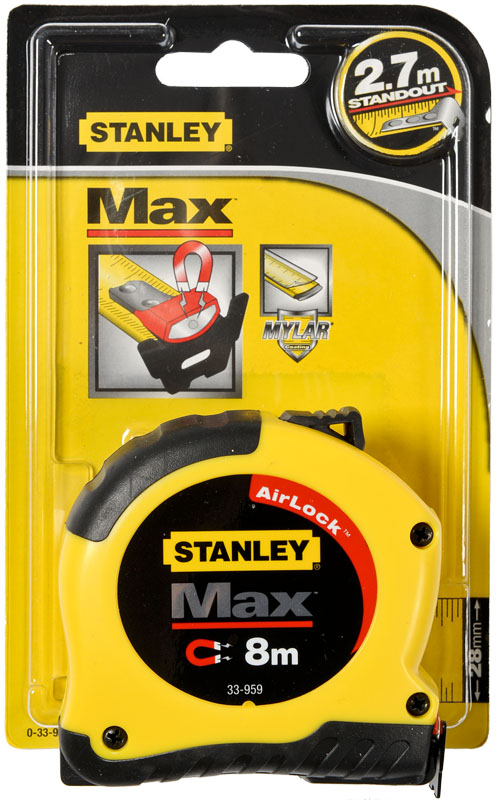 0-33-959 STANLEY РУЛЕТКА ИЗМЕРИТЕЛЬНАЯ “MAX“ 8М X 28MM