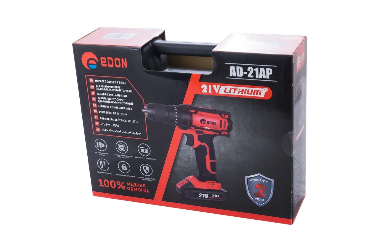 Аккумуляторный шуруповерт Edon AD-21AP с функцией удара