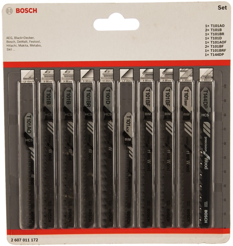 Набор лобзиковых пилок BOSCH Wood Clean (10шт)