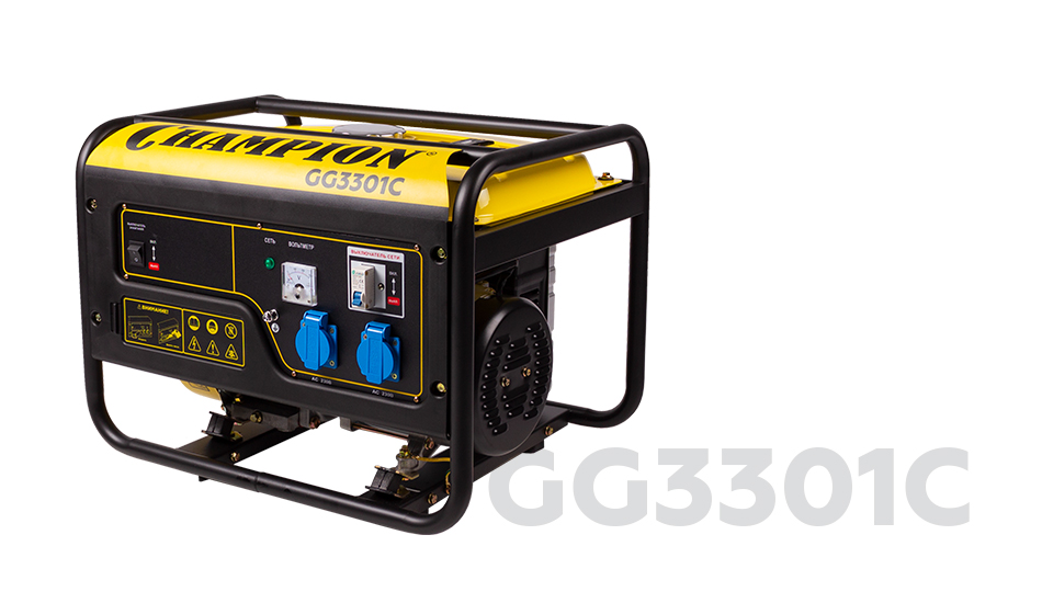 Генератор  CHAMPION GG3301C (2,8/3,1кВт 6лс 15л  46кг высокий пусковой ток, 7кВт), CHAMPION, КИТАЙ, GG3301C