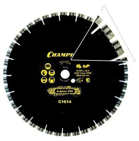 Диск алмазный CHAMPION асфальт PRO 350/25,4/10 Asphalt Runner (асф. по бетону,свежий бетон),