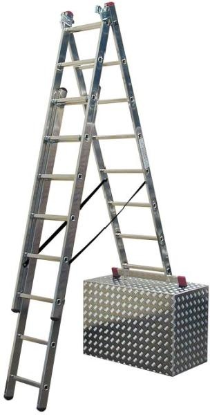 Алюминиевая трехсекционная лестница с функцией лестничных пролетов KRAUSE CORDA 3х8