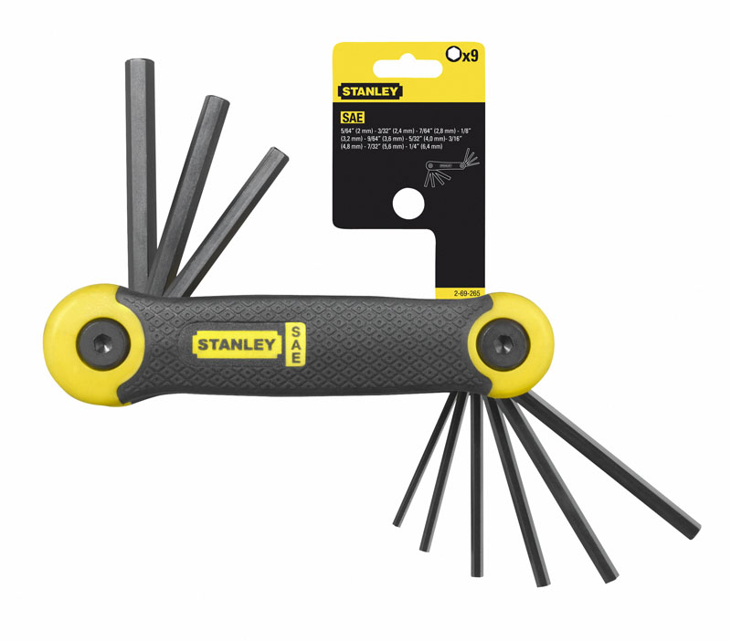 2-69-265 КОМПЛЕКТ ИЗ 9-ТИ ТОРЦЕВЫХ ШЕСТИГРАННЫХ СКЛАДНЫХ КЛЮЧЕЙ 5/64''-3/32"-7/64"-1/8"-9/STANLEY