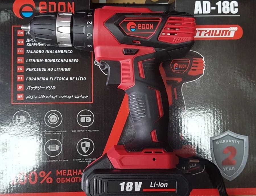 Аккумуляторная дрель-шуруповерт Edon AD-18C