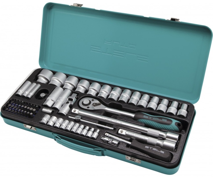 Набор торцевых головок с трещоткой, 1/2" и 1/4", 69 предм STELS 13576
