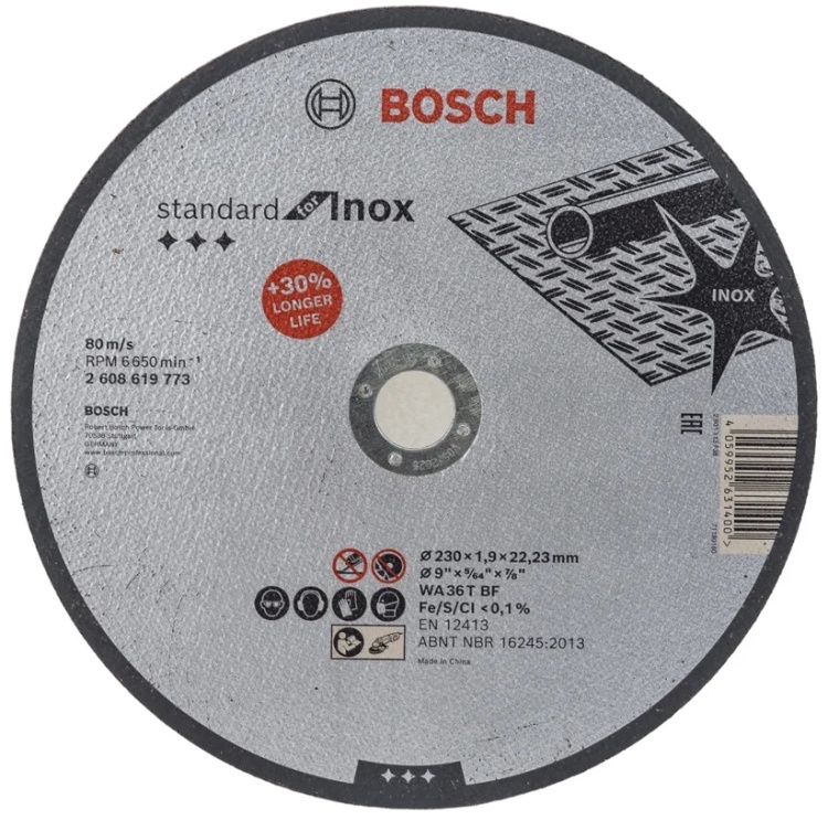Диск отрезной по нержавейке Standard for Inox 230х1.9 мм BOSCH