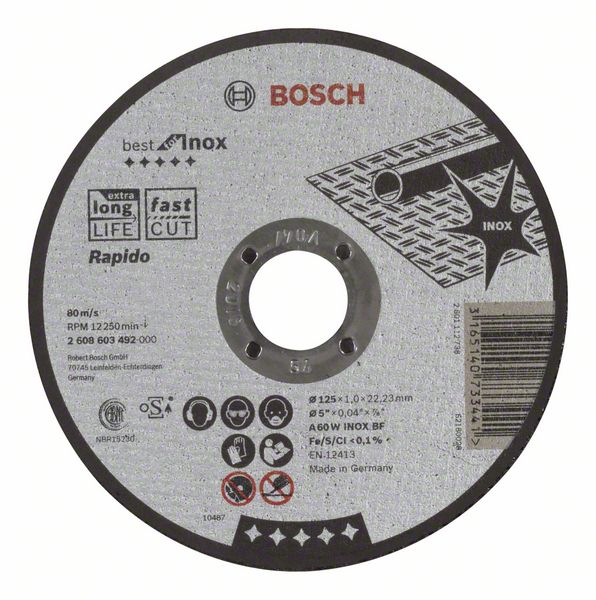 Диск BOSCH Best по нерж. 125х1,0мм прямой