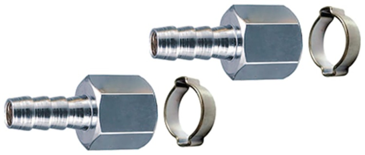 FUBAG Переходник 1/4"F на елочку 6мм с обжимным кольцом 6х11мм, блистер 2 шт