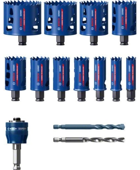 Набор коронок универсальных -HM Tough Material 20/ 22/ 25/ 32/ 35/ 40/ 44/ 51/ 60/ 68/ 76 mm BOSCH