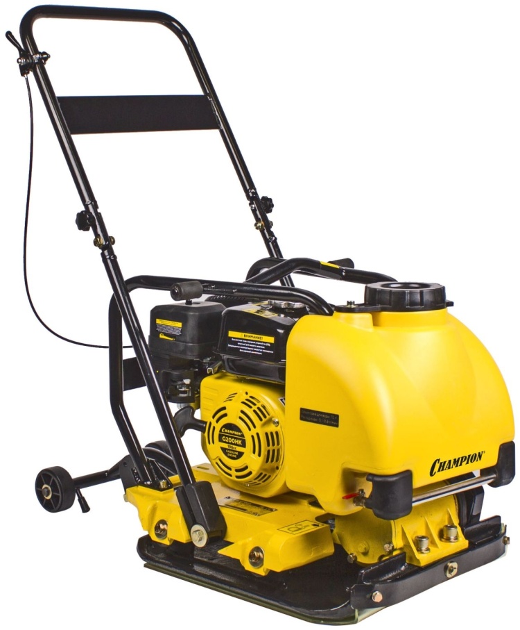 Виброплита бензиновая CHAMPION PC9750FT (97кг13кН 53х50см30см,660м2/час12л,4,8кВт колеса рез.накл)