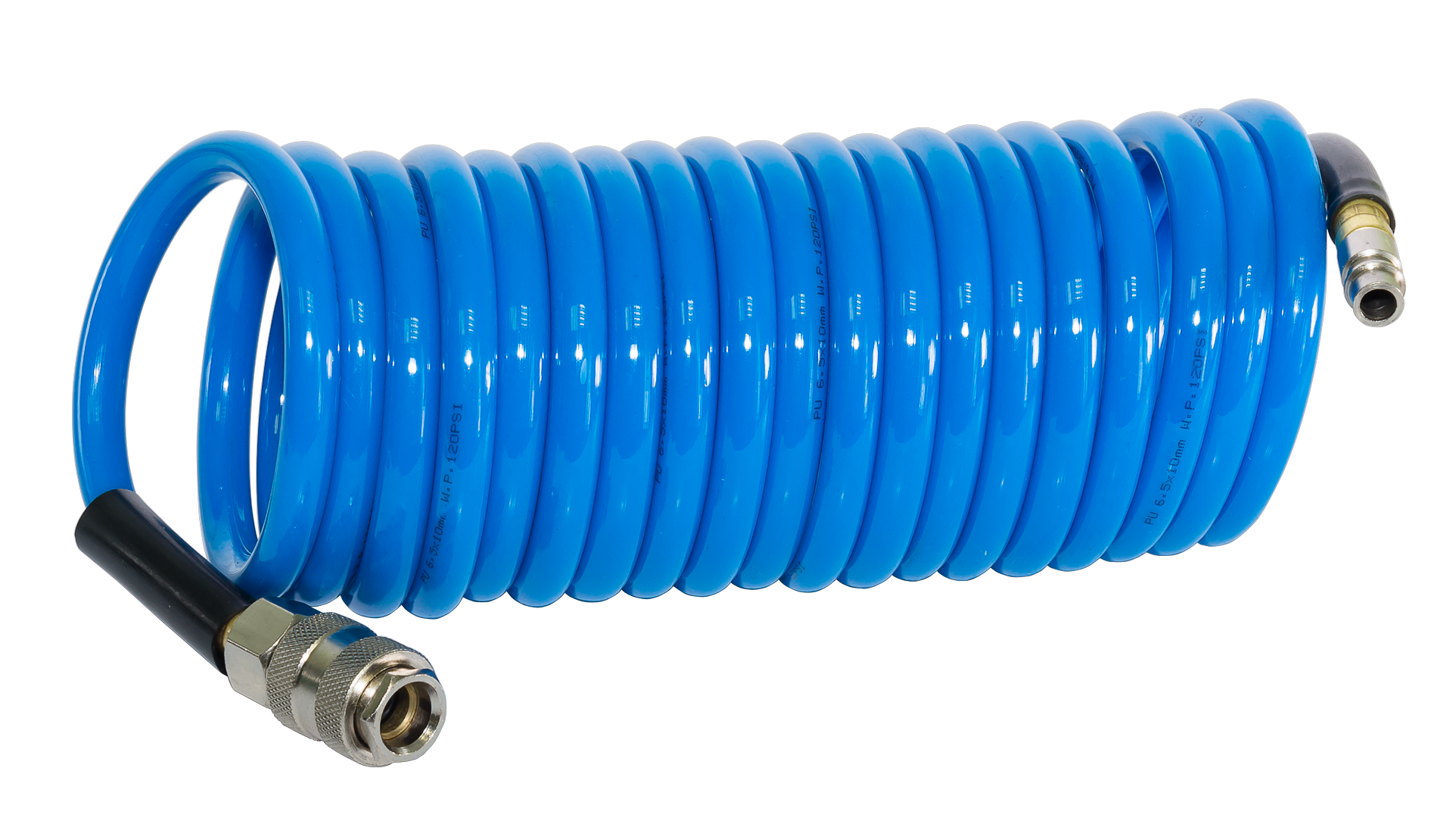 FUBAG Шланг спиральный с фитингами рапид, полиуретан, 15бар, 6x10мм, 5м