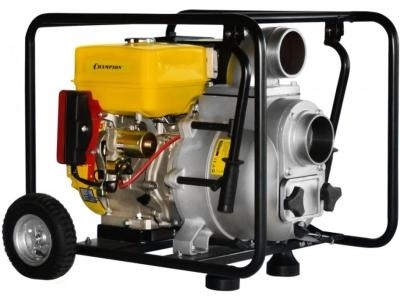 Мотопомпа CHAMPION GTP101E (4" грязная вода 1800л/мин 6/26м 13лс 6.5л,78.1кг эл.стартер,колеса)