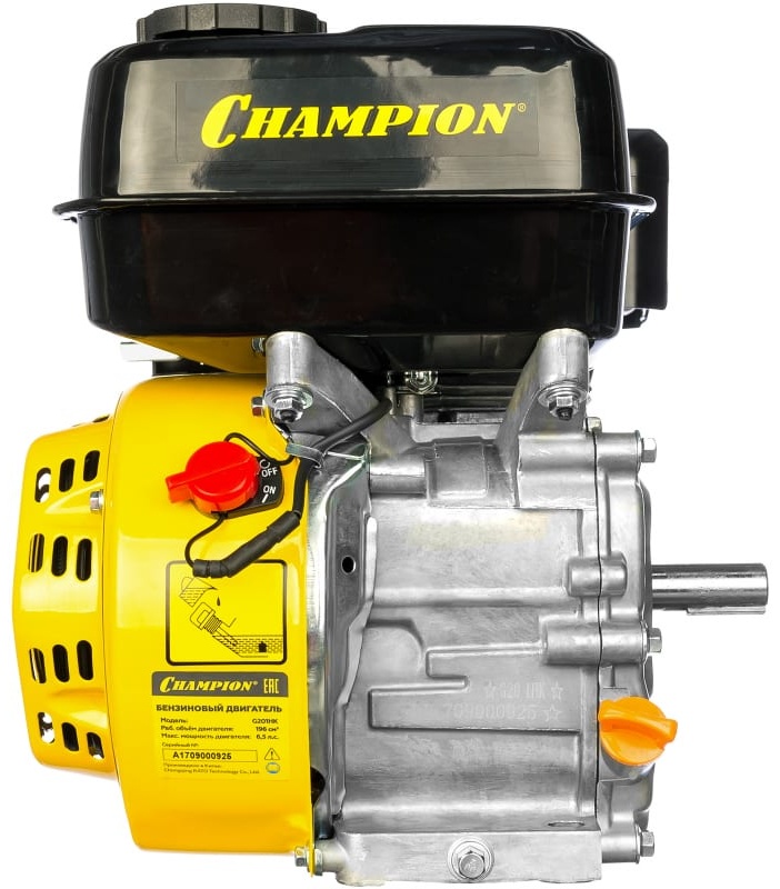 Двигатель CHAMPION G201HK (6,5лс/4,8кВт 196см3,20мм шпонка 15,4кг)