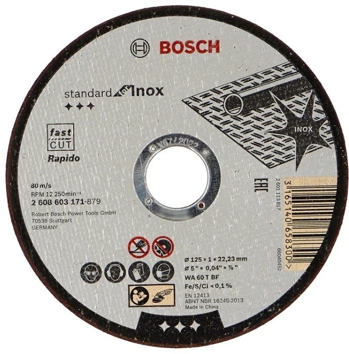 Диск BOSCH Standart Inox 125х1 мм прямой